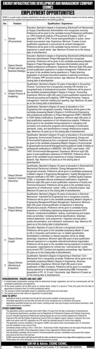 Energy Infrastructure Development & Management Co EIDMC Jobs 06 September 2026 The News 1