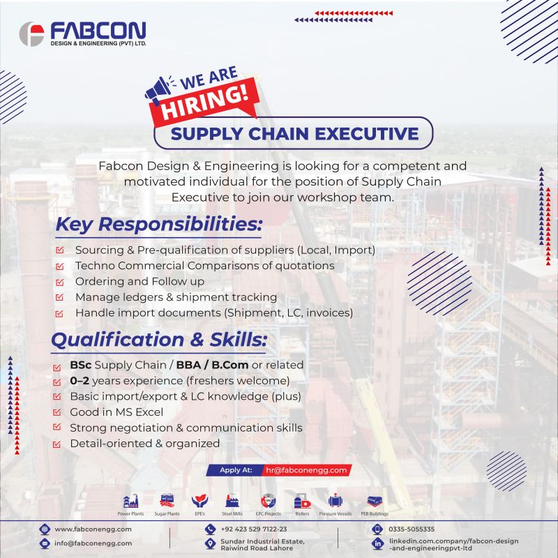 Fabcon Design & Engineering Pvt Ltd Jobs Supply Chain Executive 1