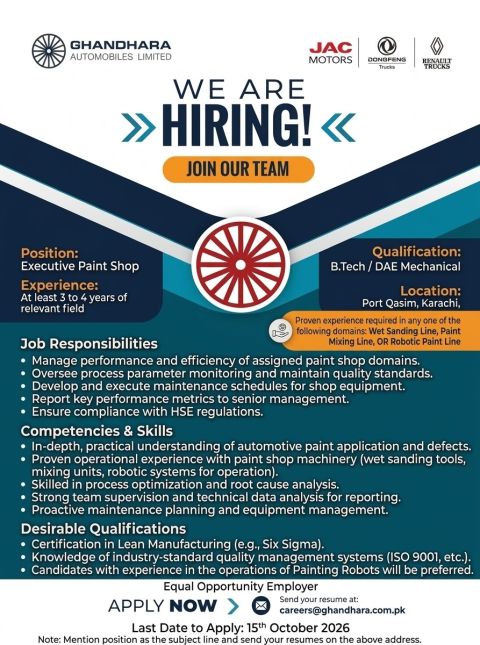 Ghandhara Automobiles Ltd Jobs 27 September 2026 03 1