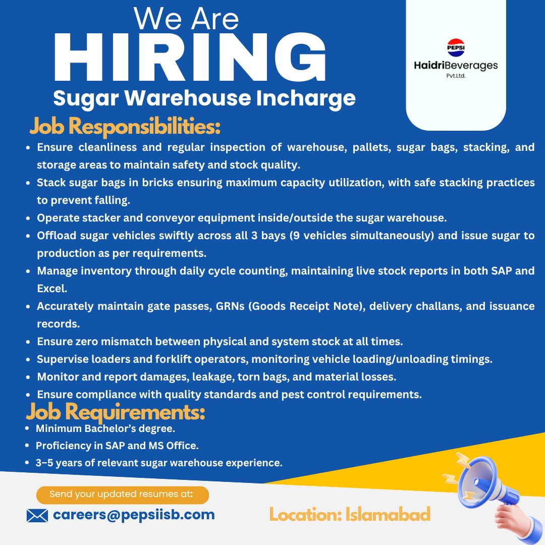 Haidri Beverages Pvt Ltd Jobs Sugar Warehouse Incharge 1