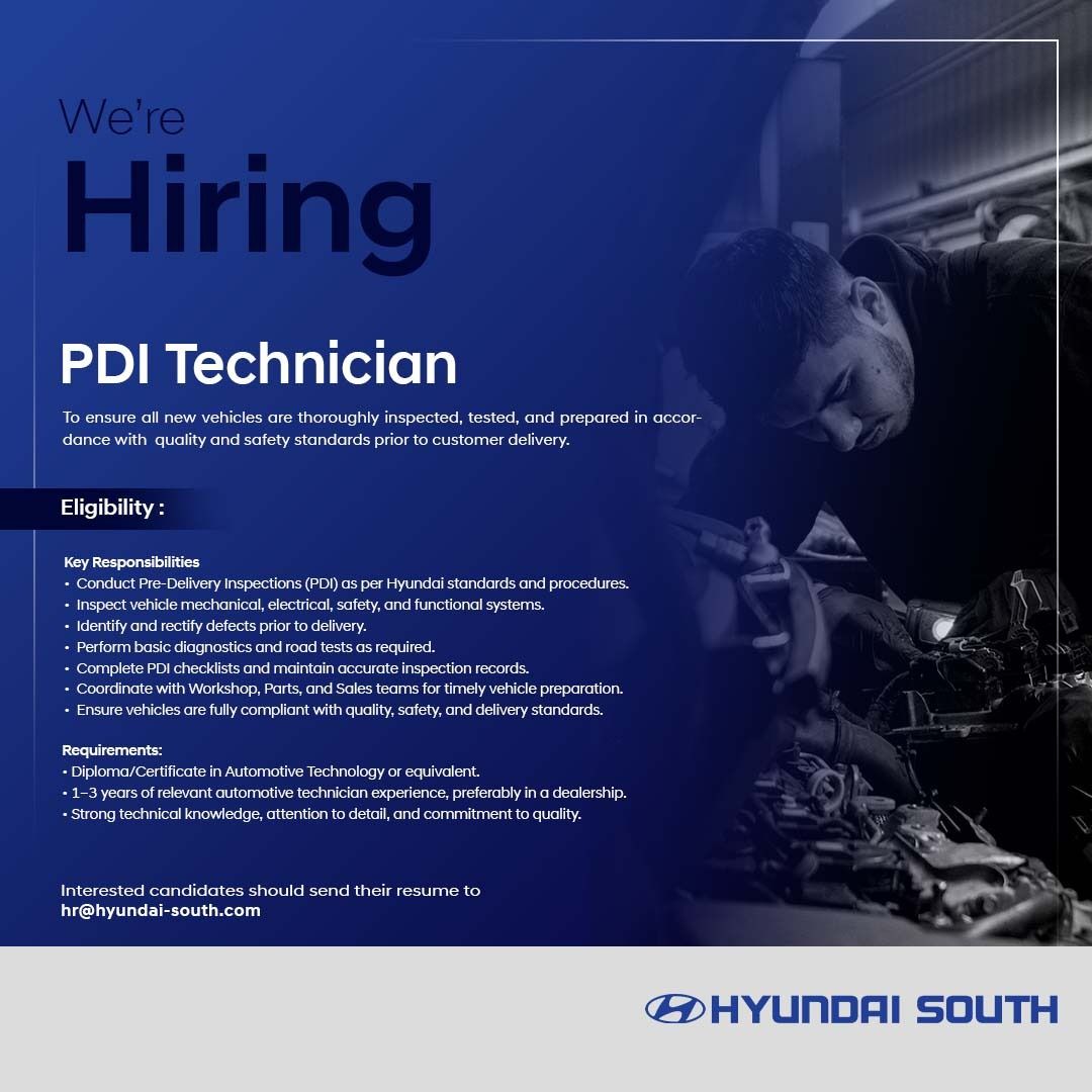 Hyundai South Jobs PDI Technician 1