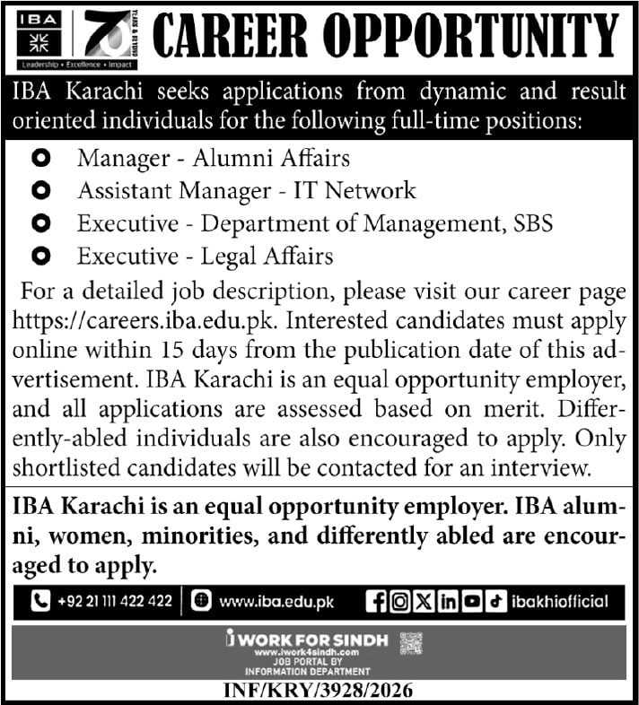 IBA Karachi Jobs 09 September 2026 Express Tribune 1