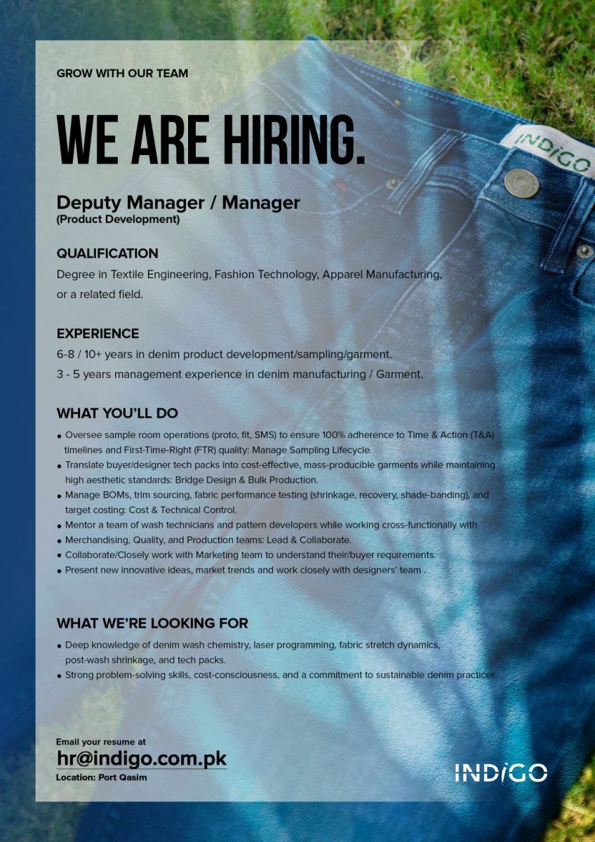 Indigo Textile Pvt Ltd Jobs Deputy Manager / Manager Product Development 1