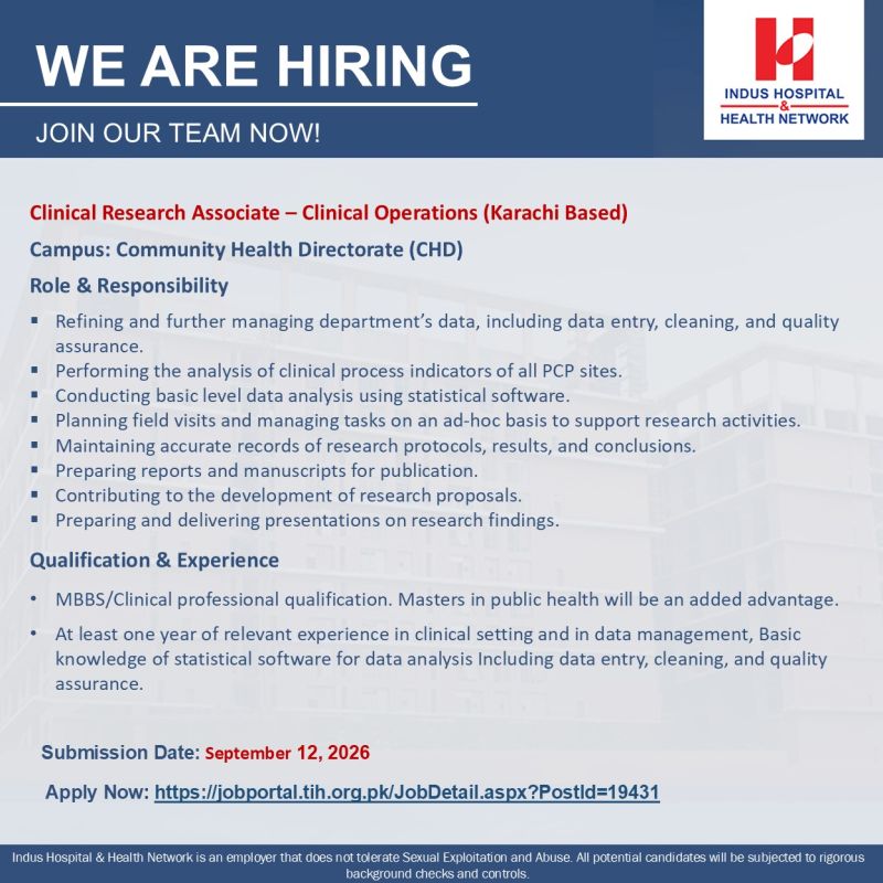 Indus Hospital & Health Network Jobs September 2026 2