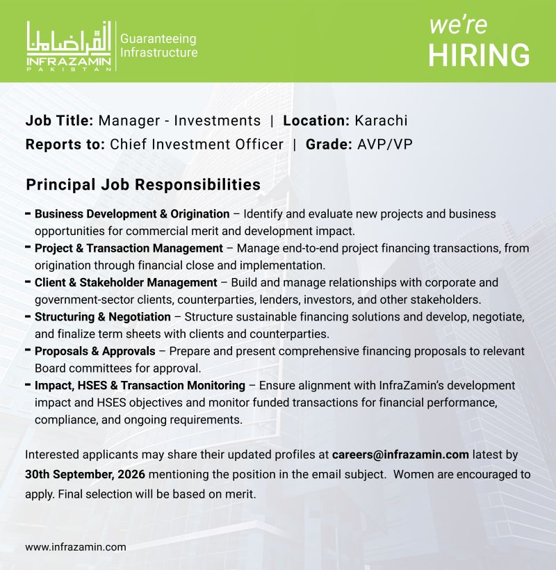 InfraZamin Pakistan Jobs Manager Investments 1
