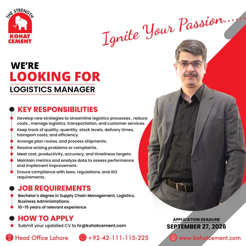 Kohat Cement Company Limited KCCL Jobs September 2026 1