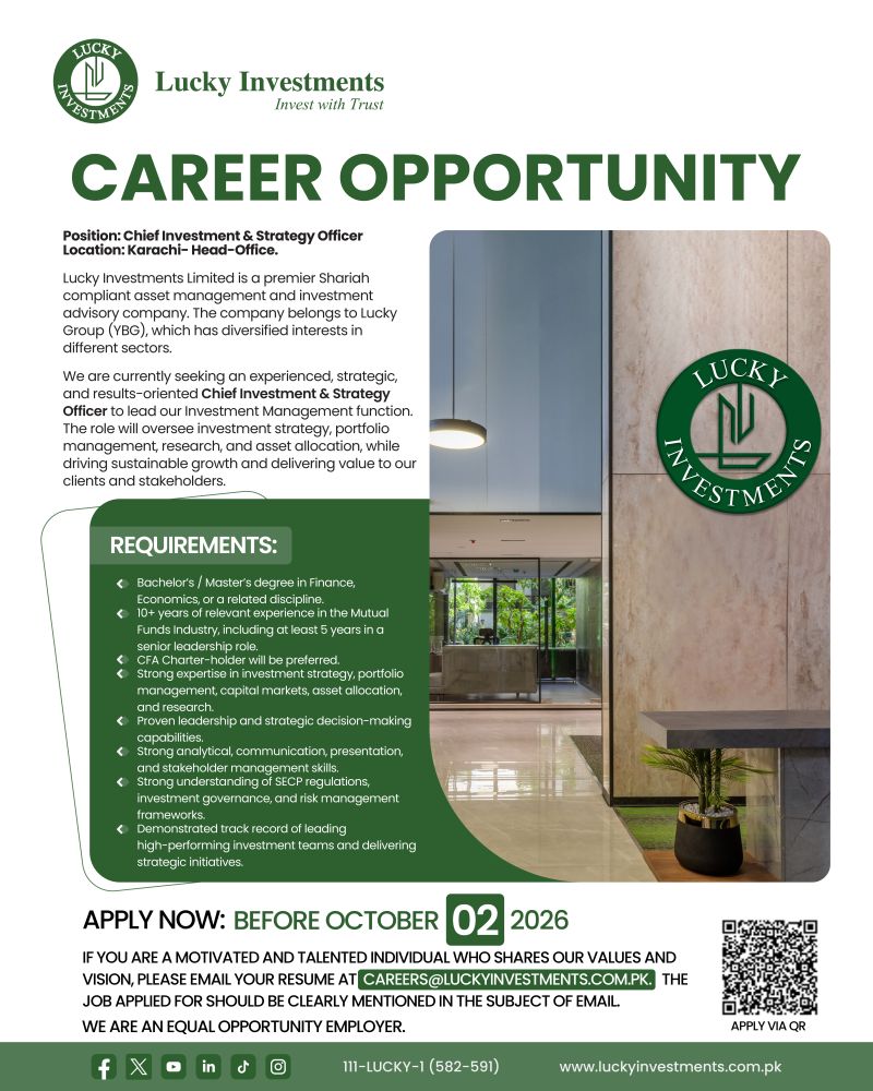 Lucky Investments Jobs Chief Investment & Strategy Officer 1