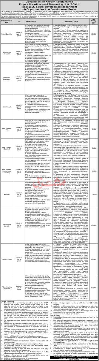 Local Govt & Rural Development Department Government of KPK Jobs 20 September 2026 Mashriq 1