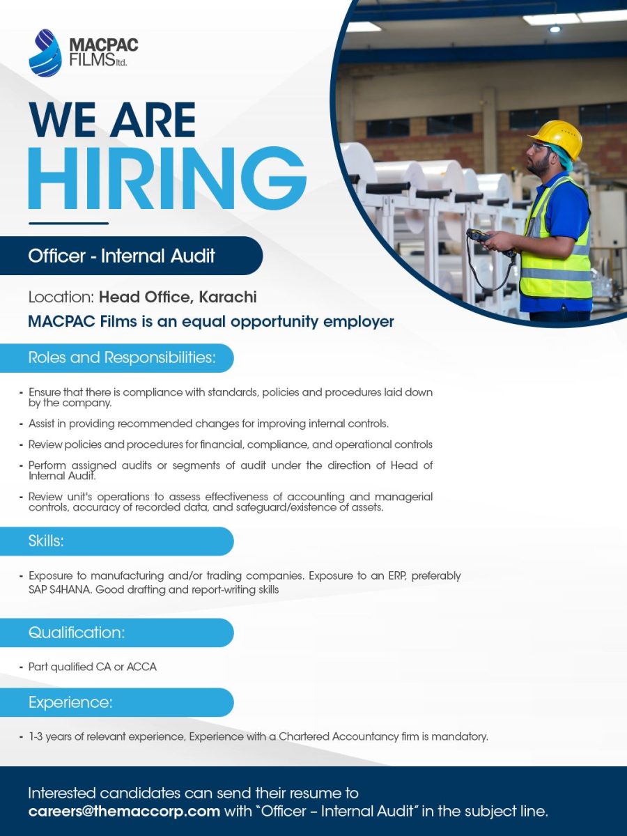 Macpac Films Limited Jobs Officer Internal Audit 1