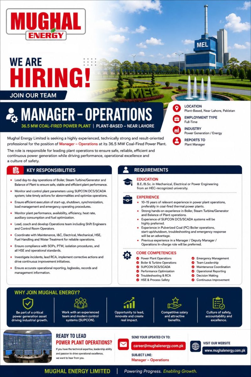 Mughal Energy Limited Jobs Manager Operations  1