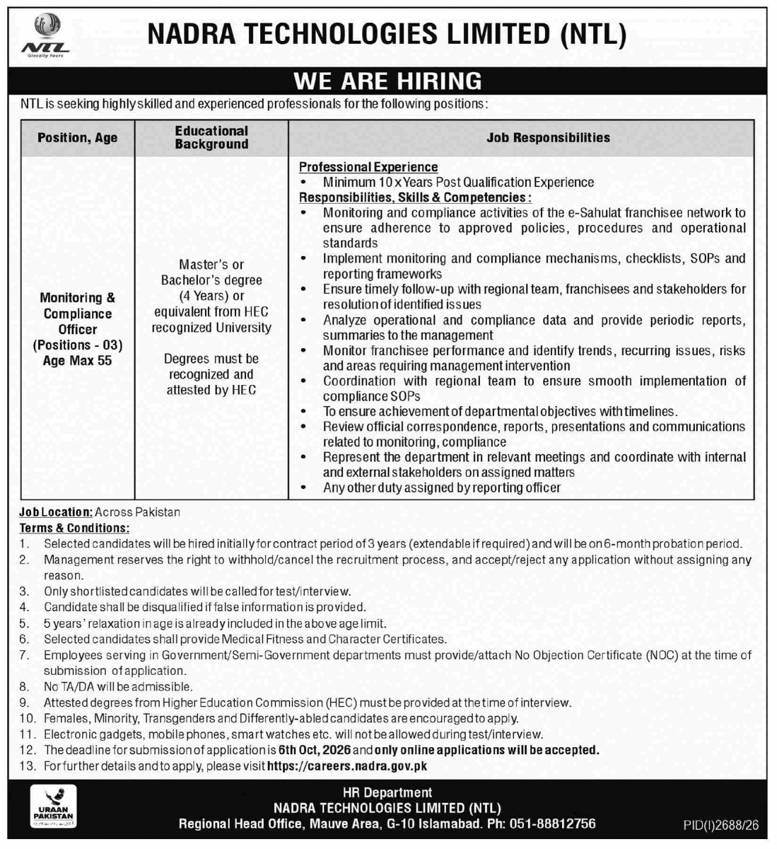 NADRA Technologies Jobs 22 September 2026 Dawn 1