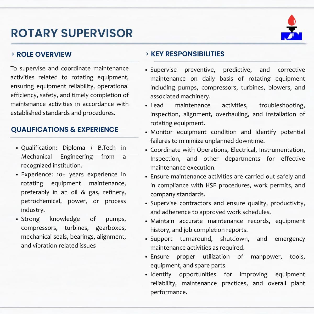 National Refinery Limited Jobs Rotary Supervisor 2