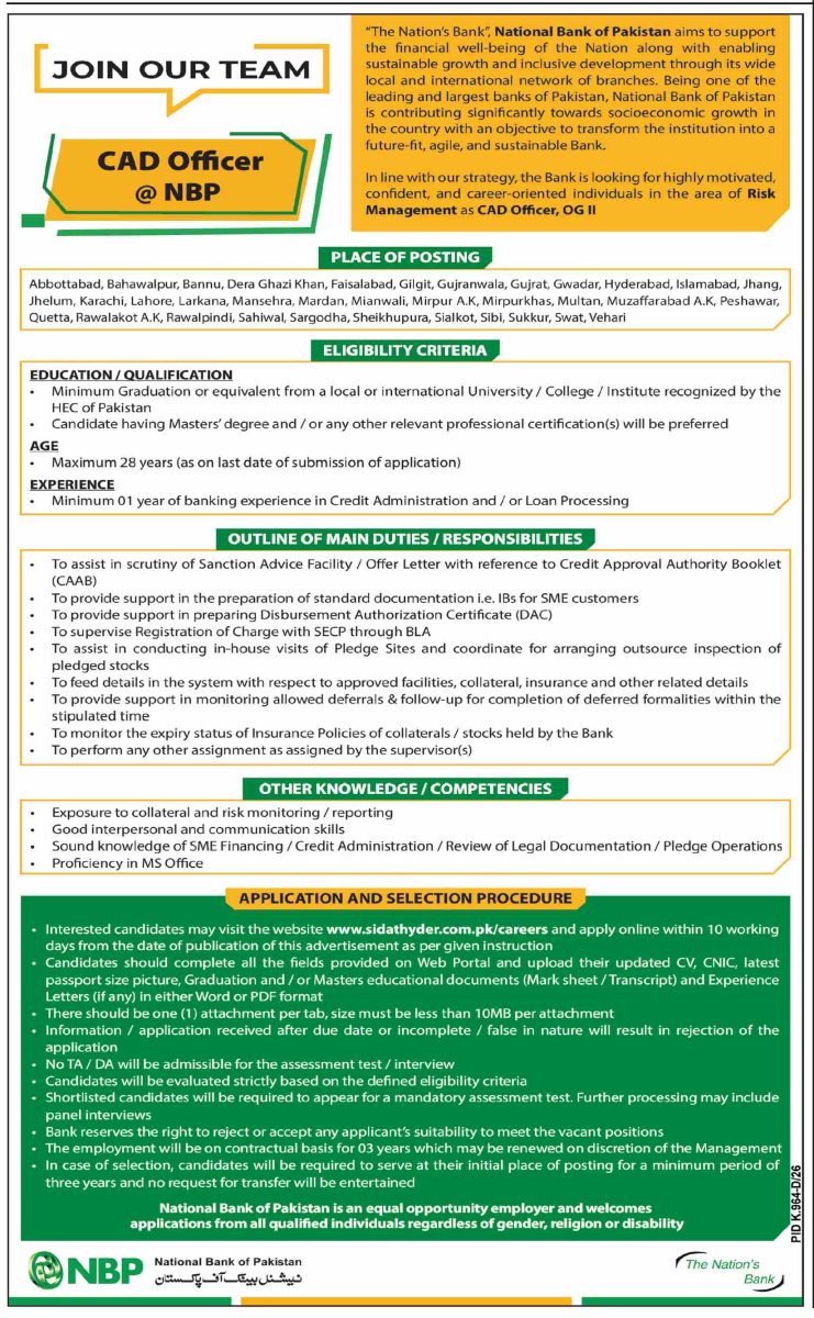 National Bank of Pakistan NBP Jobs 20 September 2026 Dawn 01 1