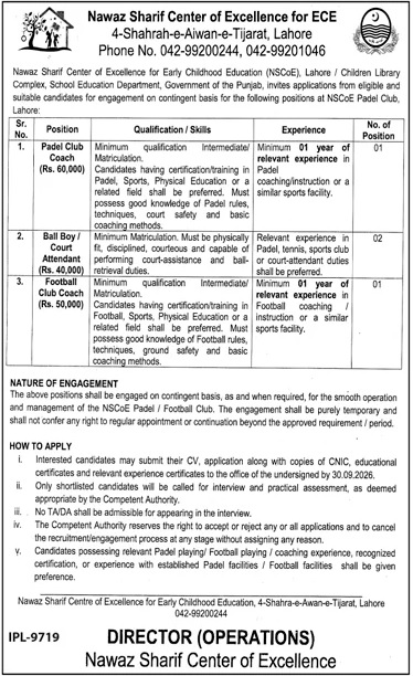 Nawaz Sharif Center of Excellence For ECE Jobs 19 September 2026 Jang 1