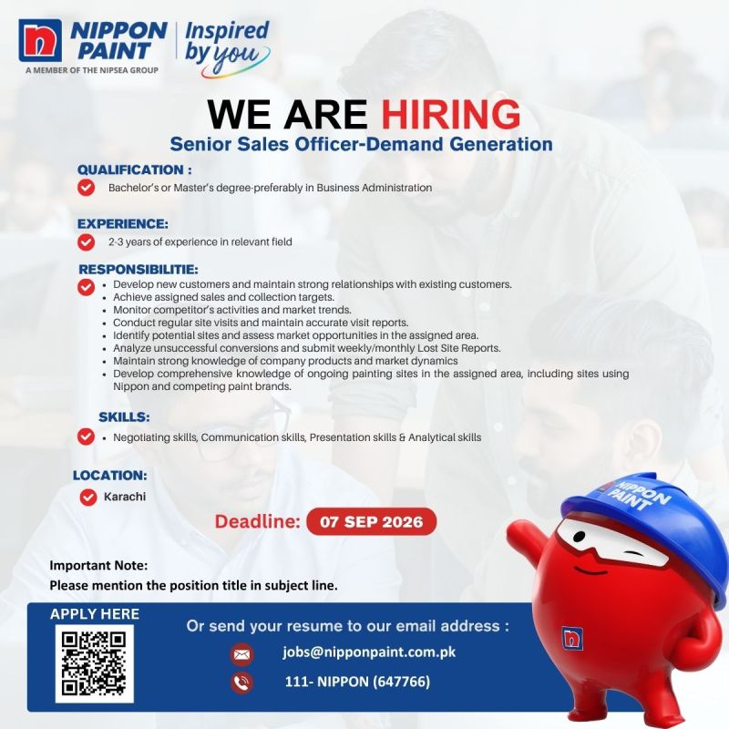 Nippon Paint Pakistan Jobs Senior Sales Officer Demand Generation 1