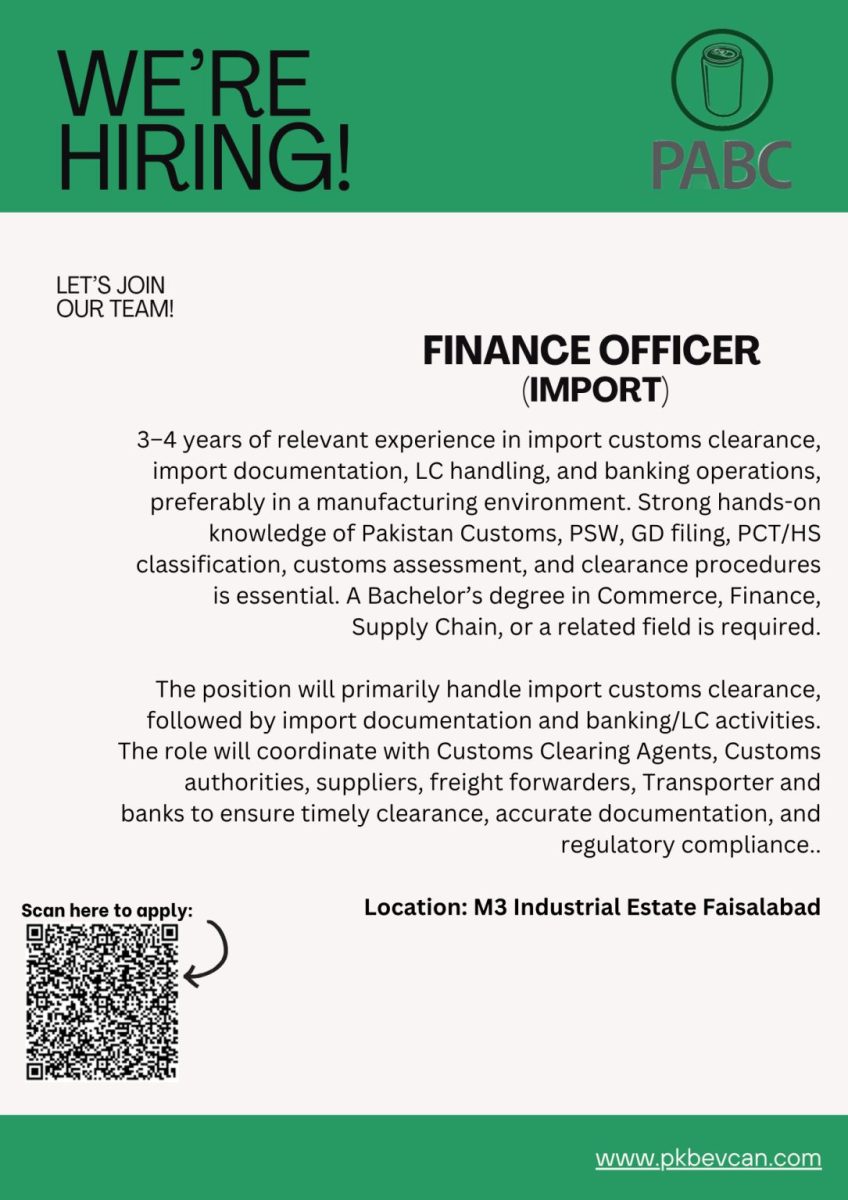 Pakistan Aluminium Beverage Cans Limited PABC Jobs Finance Officer (Import) 1