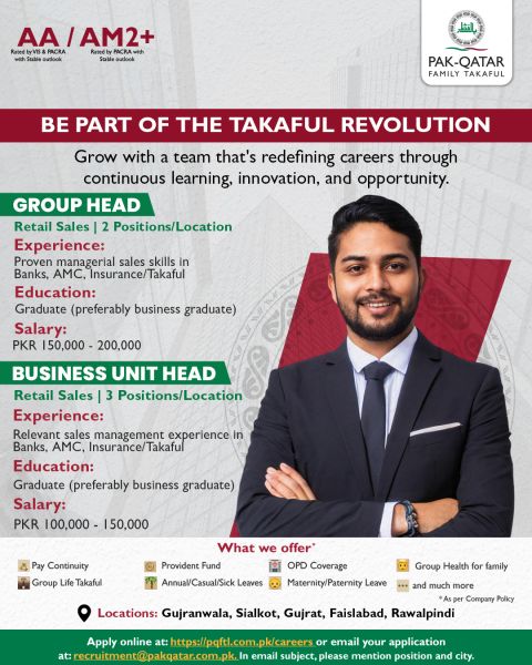 Pak-Qatar Family Takaful Limited (PQFTL) Jobs 01 September 2026 1
