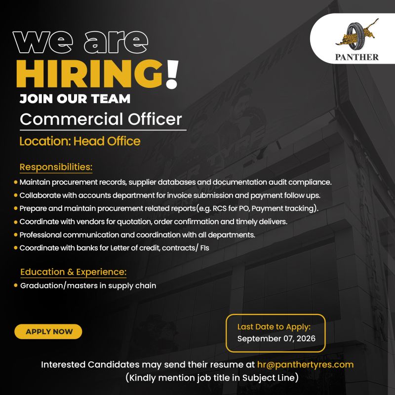 Panther Tyres Limited Jobs Commercial Officer 1