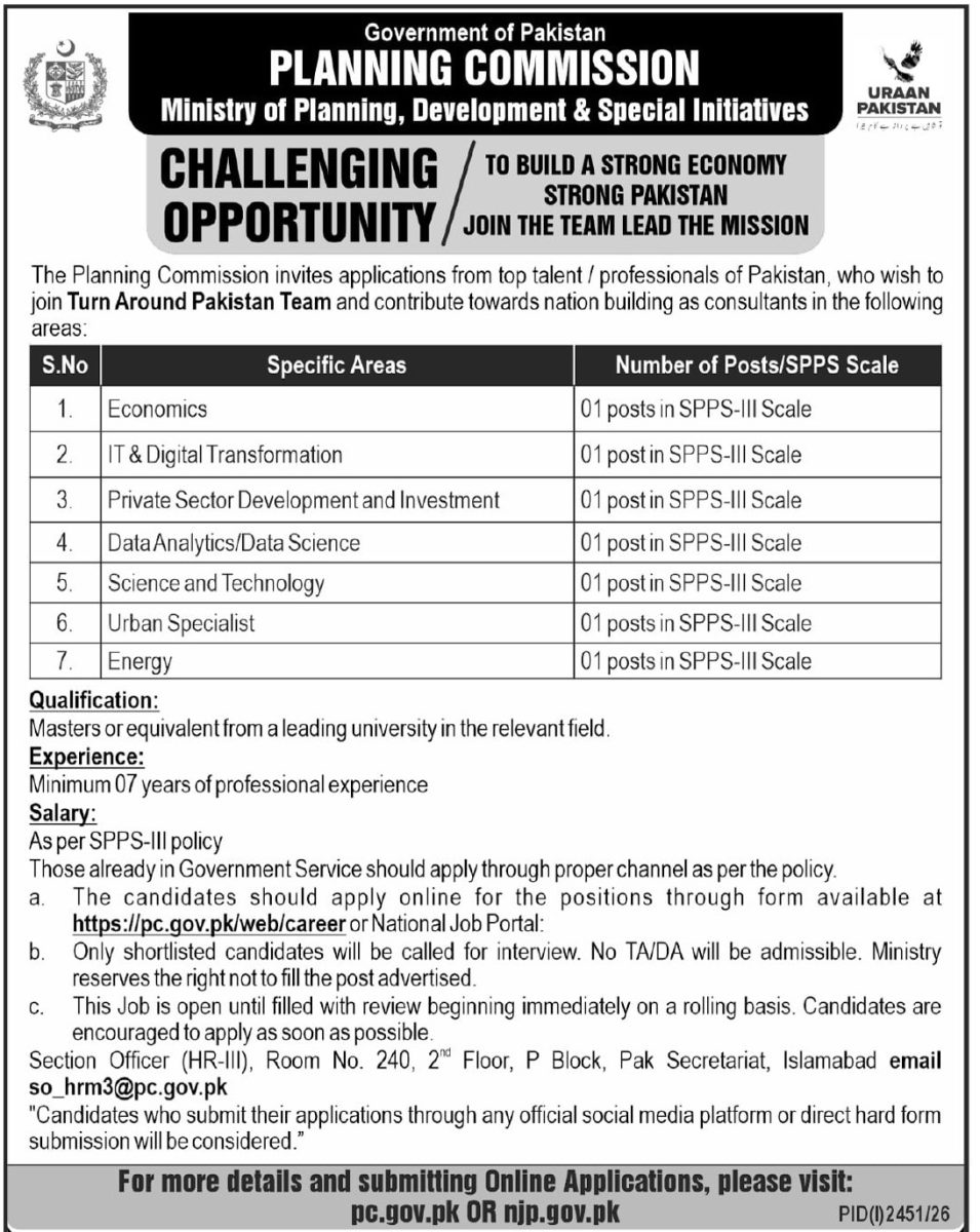 Planning Commission Pakistan Jobs 13 September 2026 Express 1