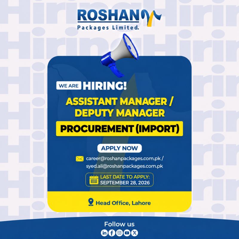 Roshan Packages Limited Jobs Assistant Manager / Deputy Manager Procurement (Import) 1
