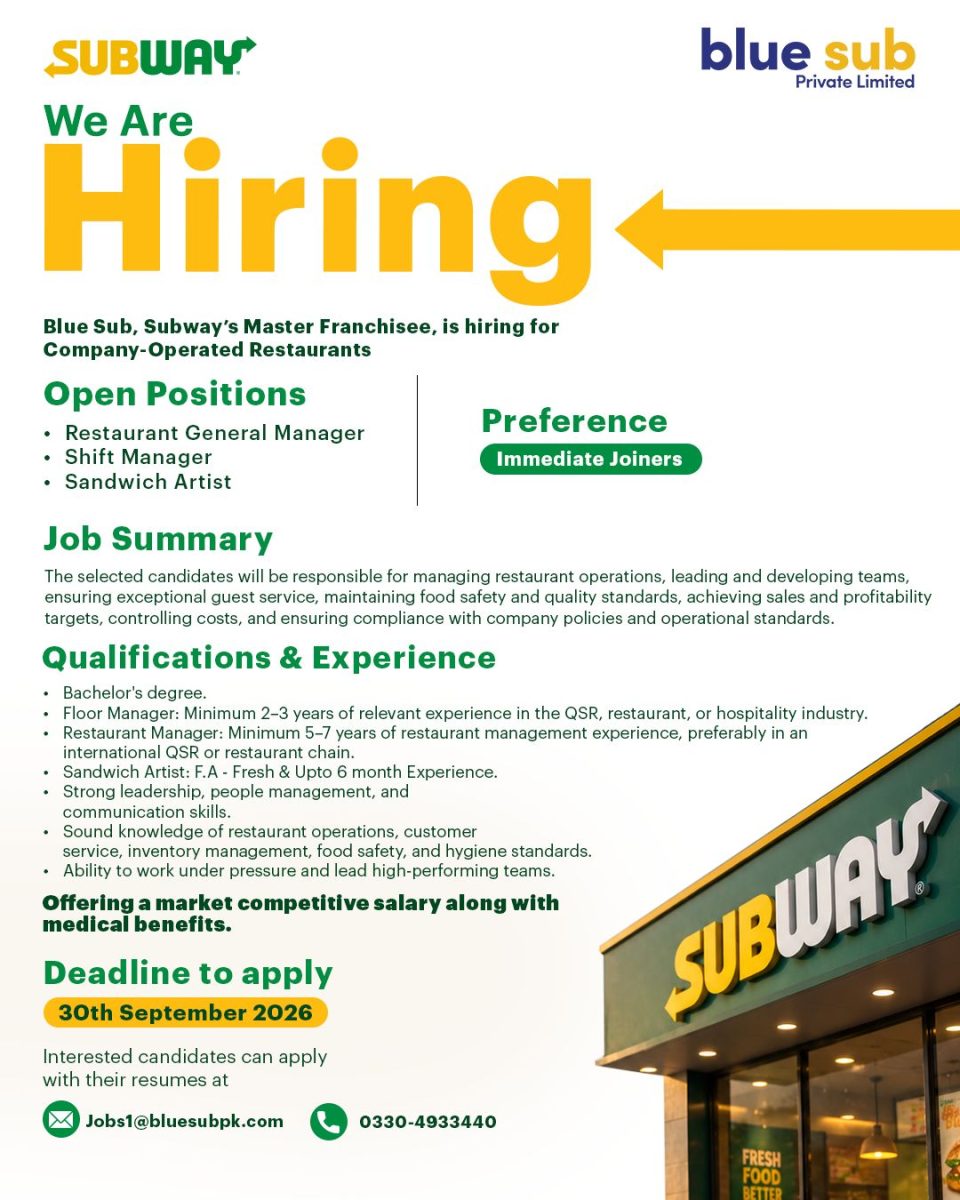 Subway Pakistan Jobs September 2026 1
