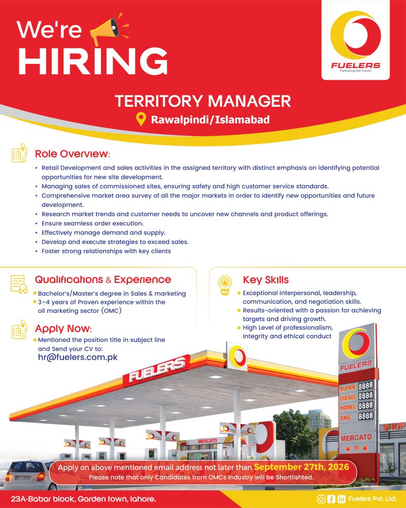 Fuelers Pvt Ltd Jobs Territory Manager 1