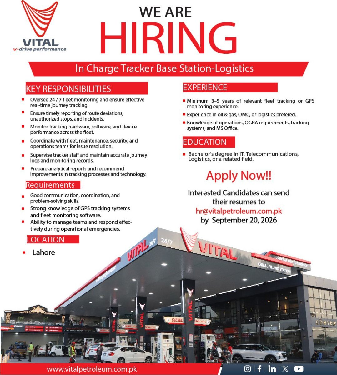 Vital Petroleum Pvt Ltd Jobs Incharge Tracker Base Station Logistics 1