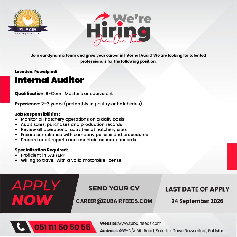 Zubair Feeds Pvt Ltd Jobs Internal Auditor 1