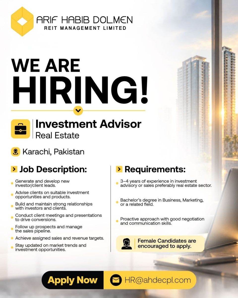 Arif Habib Dolmen REIT Management Limited Jobs October 2026 1