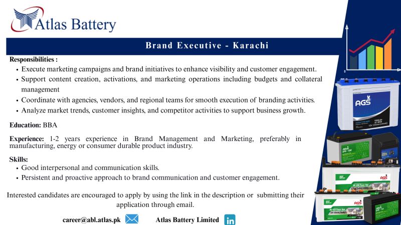 Atlas Battery Limited Jobs Brand Executive 1