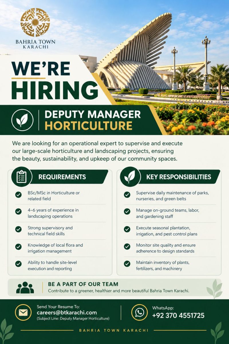 Bahria Town Karachi Jobs Deputy Manager Horticulture 1