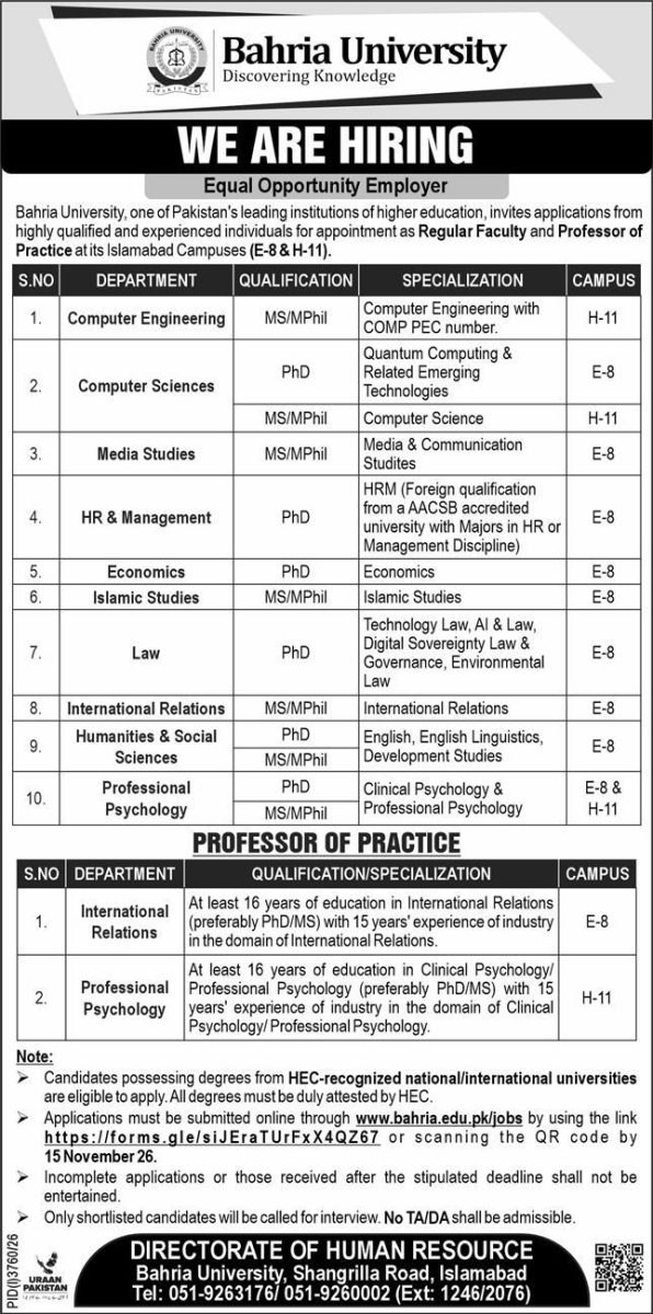 Bahria University Jobs 25 October 2026 Express 01 1