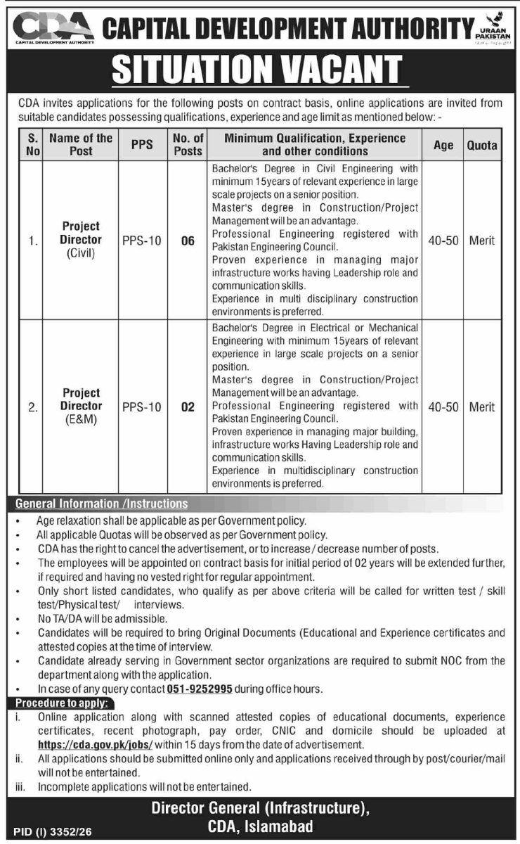 Capital Developement Authority CDA Jobs 11 October 2026 Dawn 1
