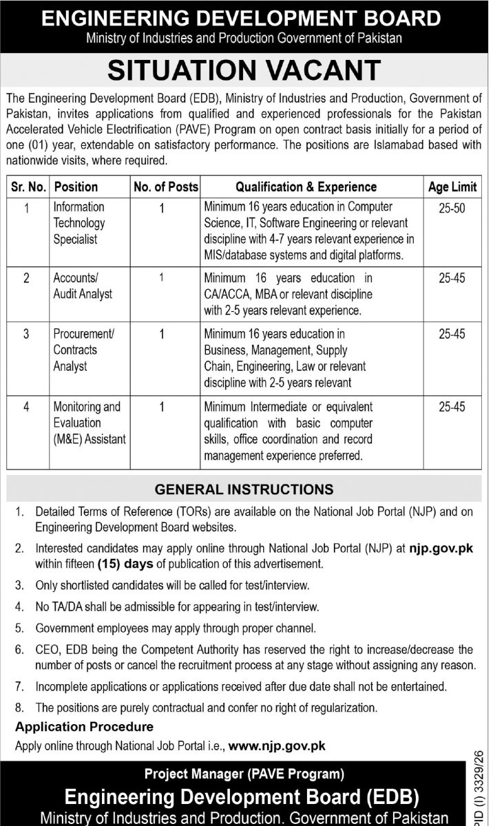 Engineering Development Board Jobs 11 October 2026 Express Tribune 1