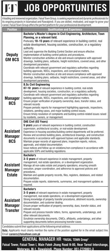 Faisal Town Group Jobs 02 October 2026 jang 1