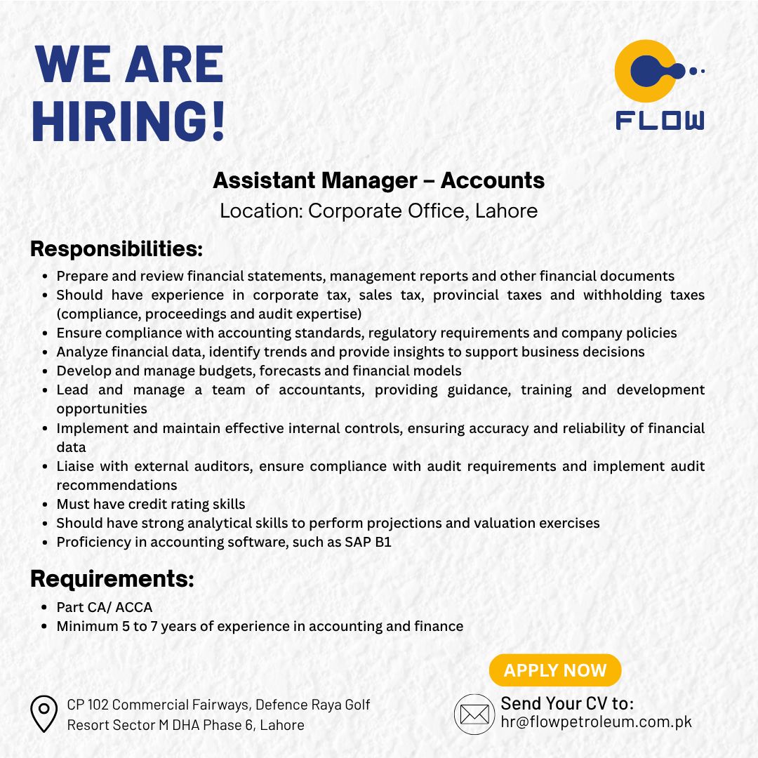 Flow Petroleum Pvt Ltd Jobs Assistant Manager Accounts 1