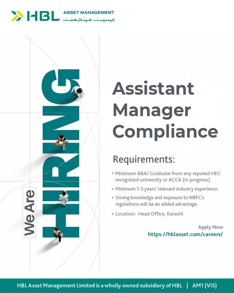 HBL Asset Management Limited Jobs Assistant Manager Compliance 1