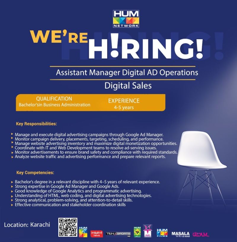 HUM Tv Network Jobs Assistant Manager Digital AD Operations 1