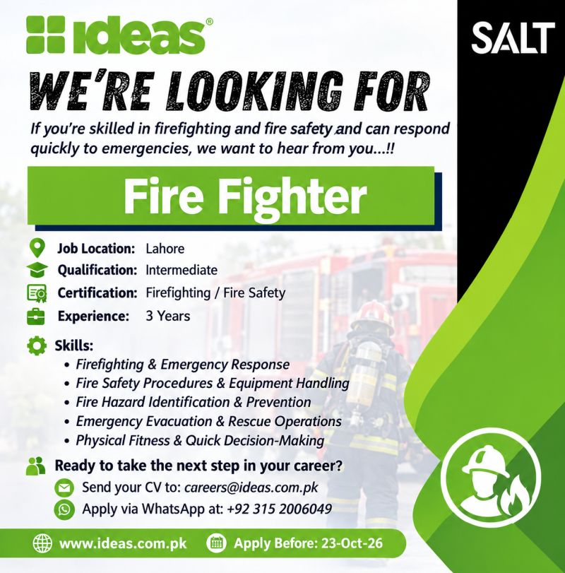 IDEAS By GulAhmed Jobs Fire Fighter 1