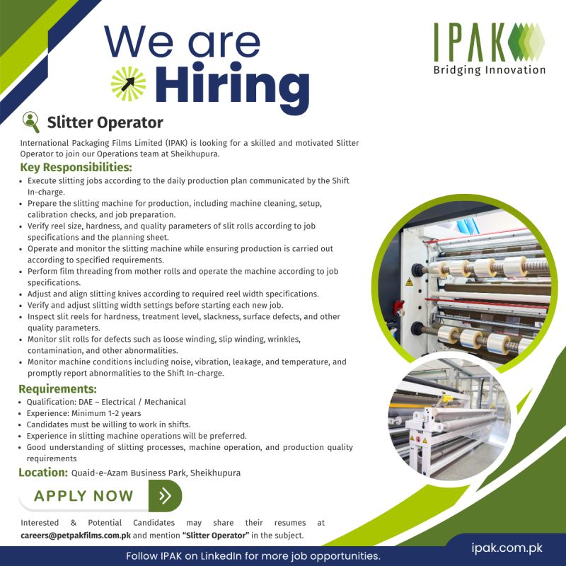 International Packaging Films Limited IPAK Jobs Slitter Operator 1
