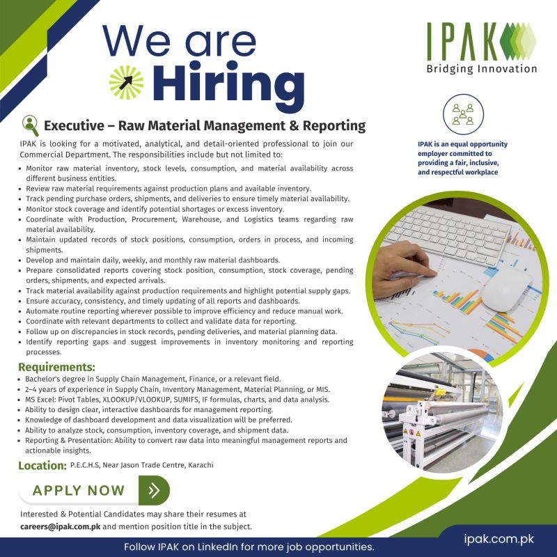 International Packaging Films Pvt Limited IPAK Jobs Executive Raw Material Management & Reporting 1