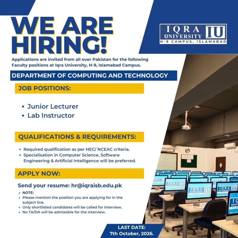 Iqra University Jobs 02 October 2026 1