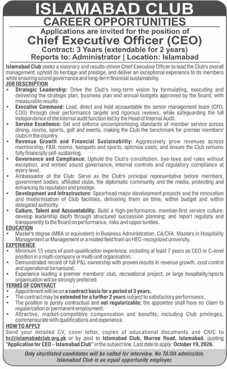 Islamabad Club Jobs 04 October 2026 Dawn 03 1