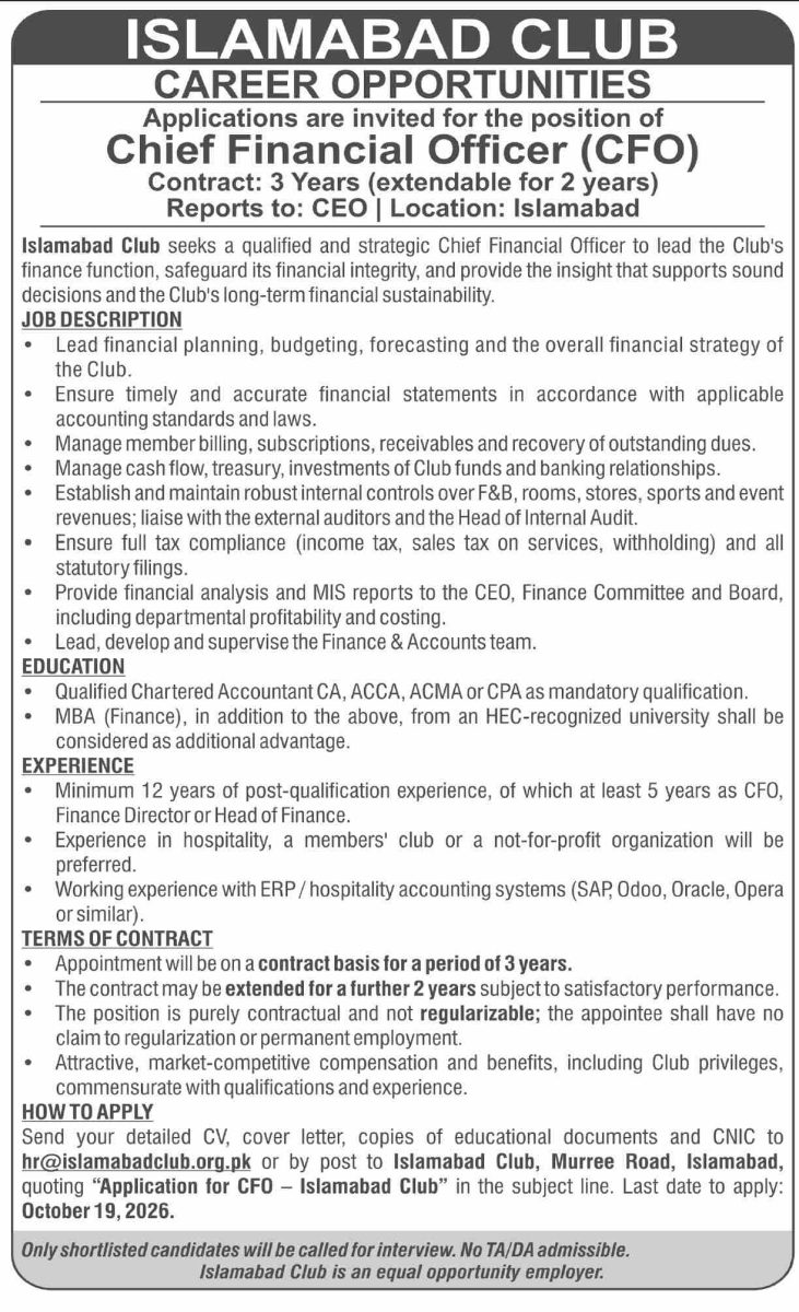 Islamabad Club Jobs 04 October 2026 Dawn 04 1