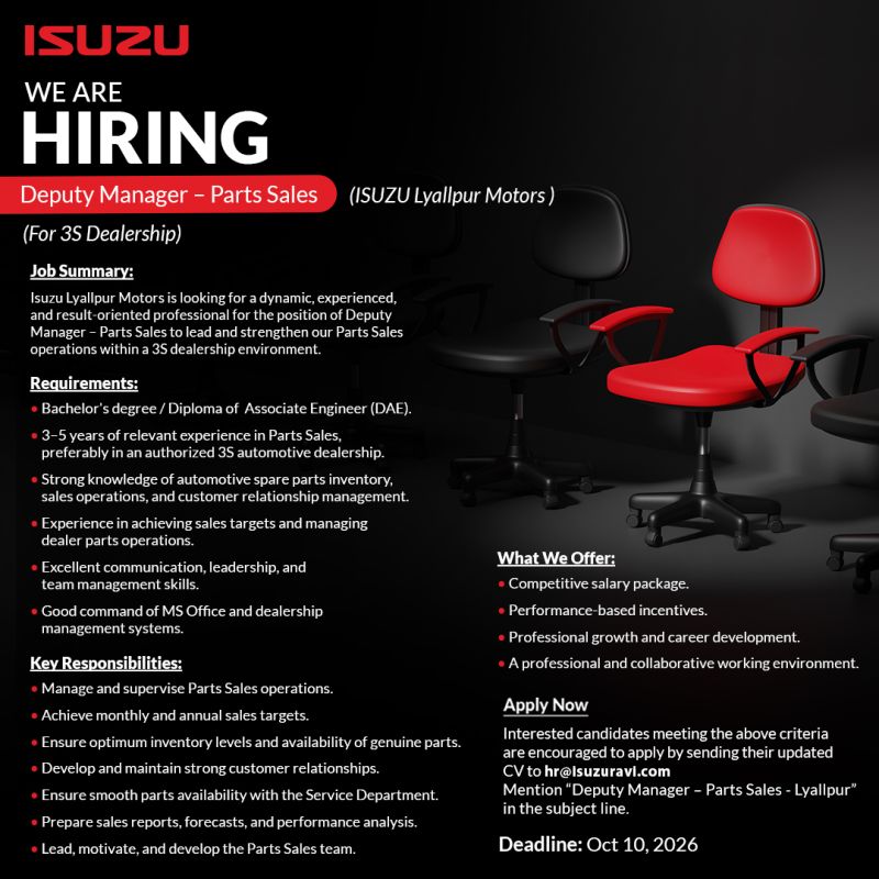 Isuzu Pakistan Ghandhara Industries Ltd Jobs 01 October 2026 02 1