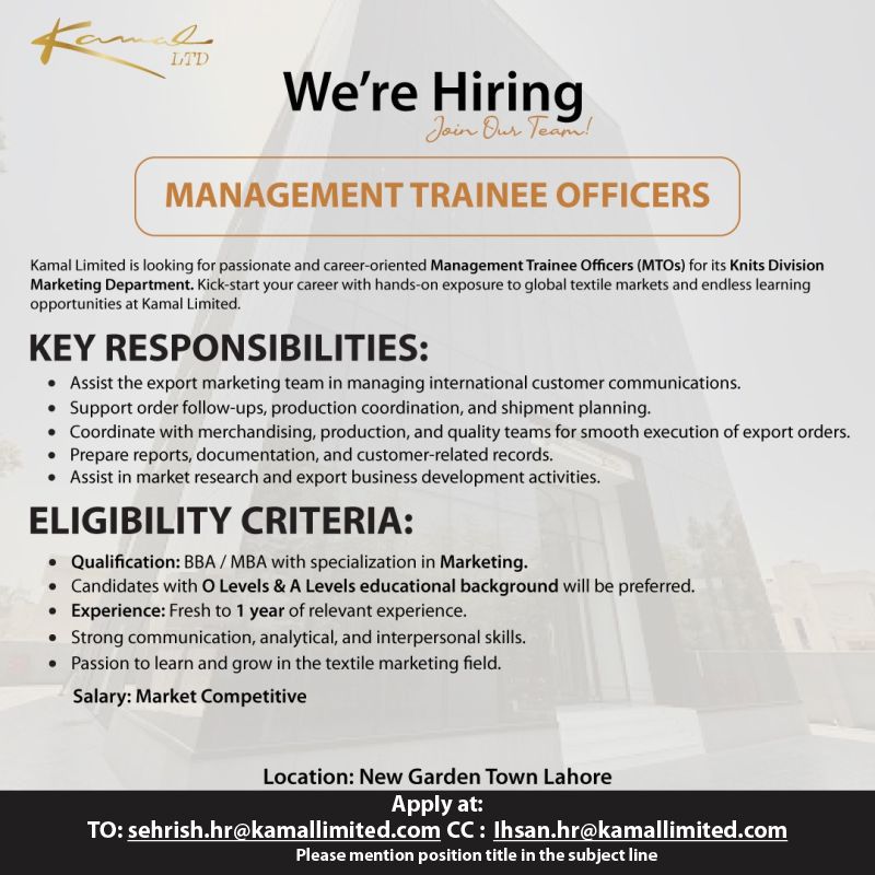 Kamal Limited Jobs October 2026 1