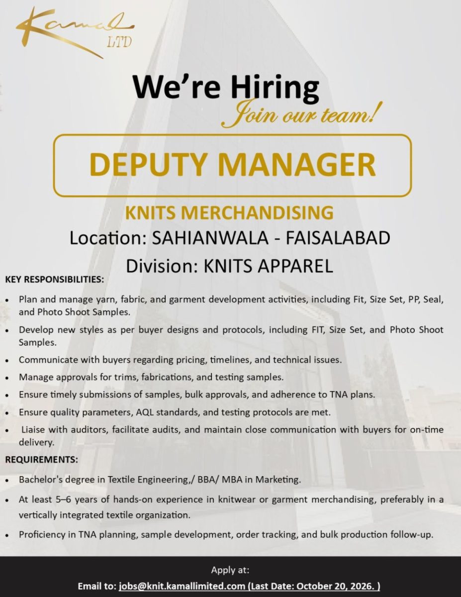 Kamal Limited Jobs Deputy Manager Knits Merchandising 1