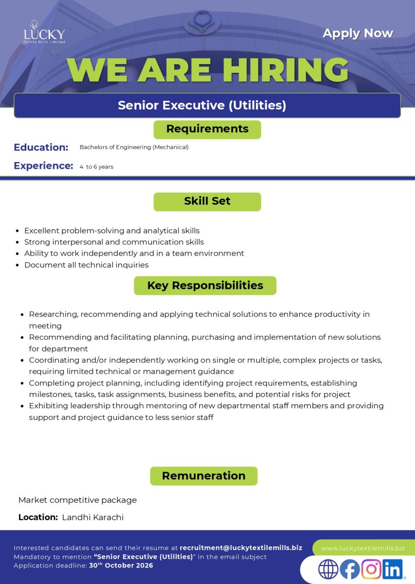 Lucky Textile Mills Ltd Jobs 23 October 2026 02 1