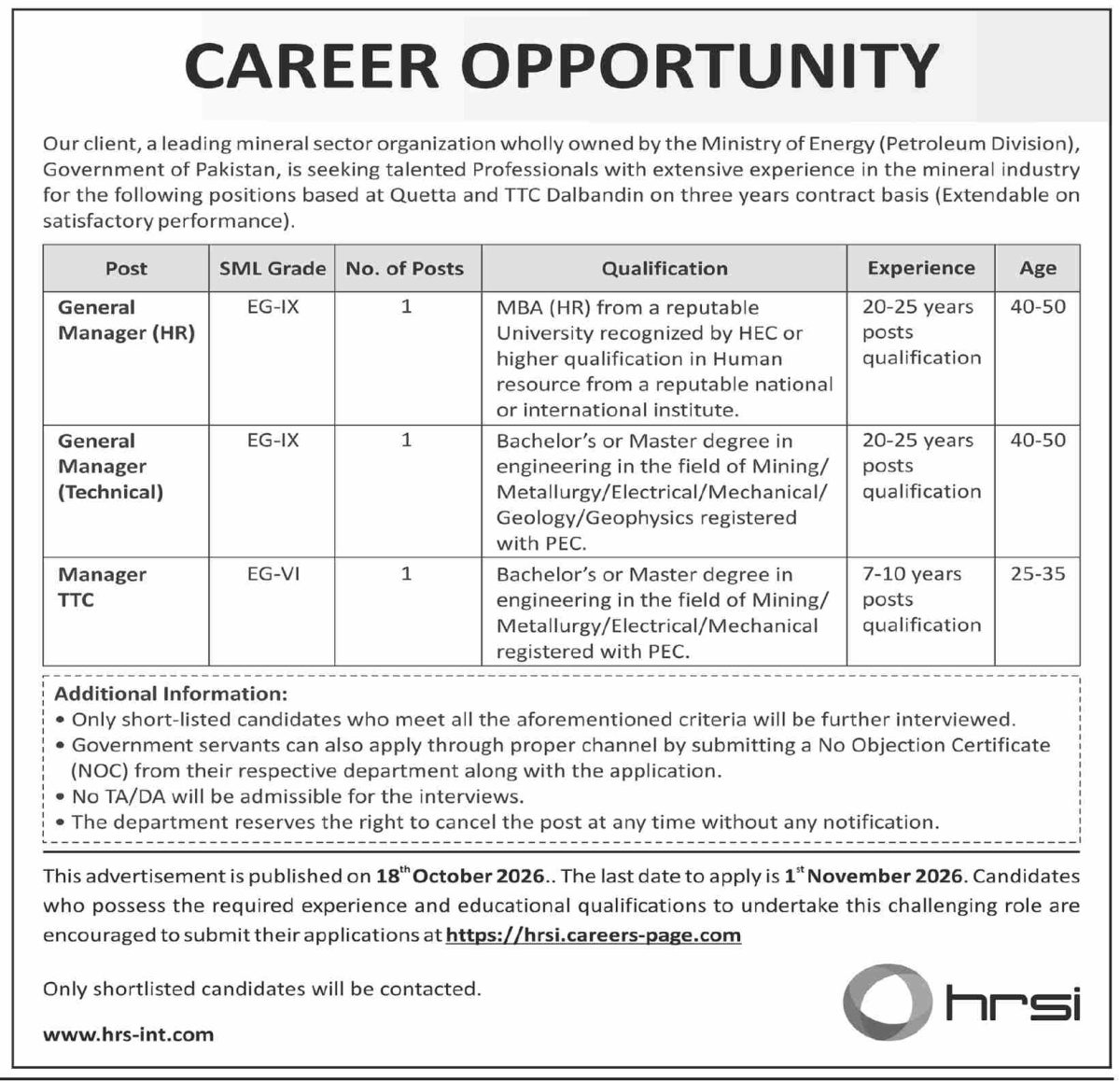 Ministry of Energy (Petroleum Division) Jobs 18 October 2026 Dawn 1