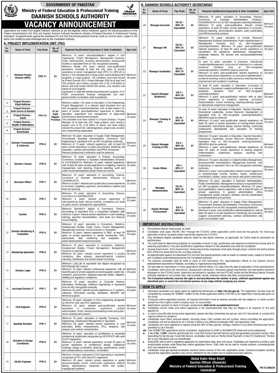 Ministry of Federal Education & Professional Training Jobs 08 October 2026 Dawn 1
